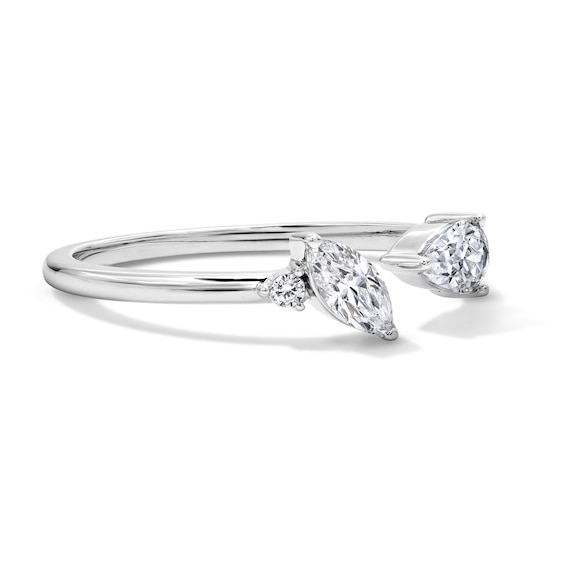 1/2 CT. T.w. Multi-Shape Certified Lab-Grown Diamond Open Ring in 10K White Gold (F/Vs2)