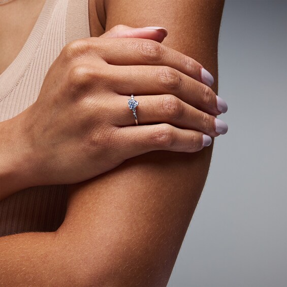 7/8 CT .T.w. Trillion-Cut Lab-Grown Diamond Ring in 10K White Gold (F/Vs2)