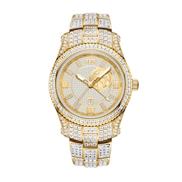 Men's JBW Reserve Jet Setter GMT 1/8 CT. T.W. Diamond 18K Gold-Plated Stainless Steel Watch (Model: R6370D)