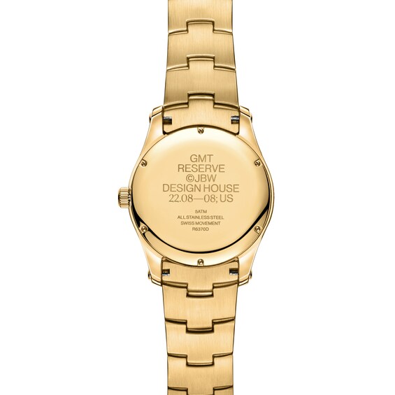 Men's JBW Reserve Jet Setter GMT 1/8 CT. T.w. Diamond 18K Gold-Plated Stainless Steel Watch (Model: R6370D)