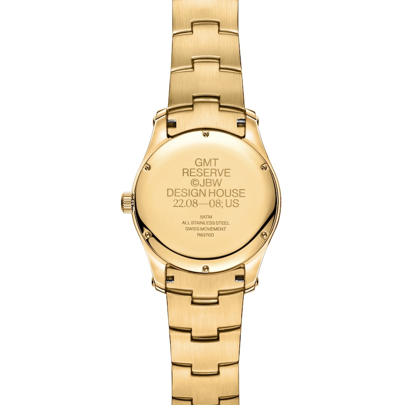 Main Image 3 of Men's JBW Reserve Jet Setter GMT 1/8 CT. T.W. Diamond 18K Gold-Plated Stainless Steel Watch (Model: R6370D)