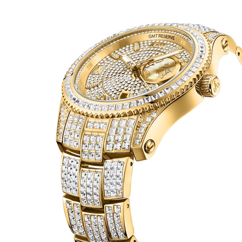 Main Image 4 of Men's JBW Reserve Jet Setter GMT 1/8 CT. T.W. Diamond 18K Gold-Plated Stainless Steel Watch (Model: R6370D)
