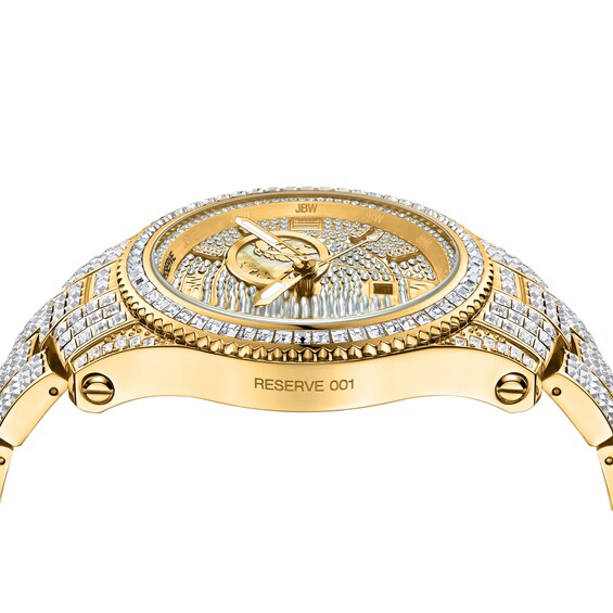 Men's JBW Reserve Jet Setter GMT 1/8 CT. T.w. Diamond 18K Gold-Plated Stainless Steel Watch (Model: R6370D)