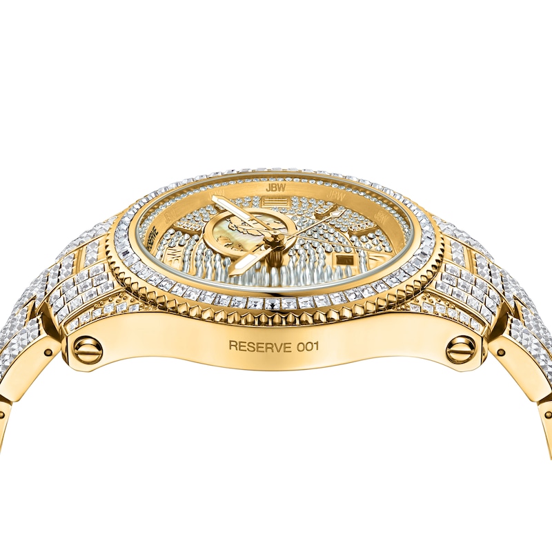Main Image 5 of Men's JBW Reserve Jet Setter GMT 1/8 CT. T.W. Diamond 18K Gold-Plated Stainless Steel Watch (Model: R6370D)