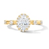 Thumbnail Image 1 of 1 CT. T.W. Oval Certified Lab-Grown Diamond Frame Engagement Ring in 14K Gold (F/VS2)