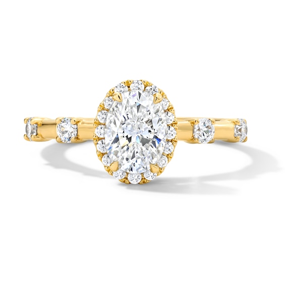 1 CT. T.w. Oval Certified Lab-Grown Diamond Frame Engagement Ring in 14K Gold (F/Vs2)
