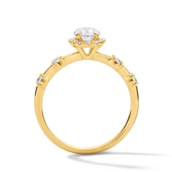1 CT. T.w. Oval Certified Lab-Grown Diamond Frame Engagement Ring in 14K Gold (F/Vs2)