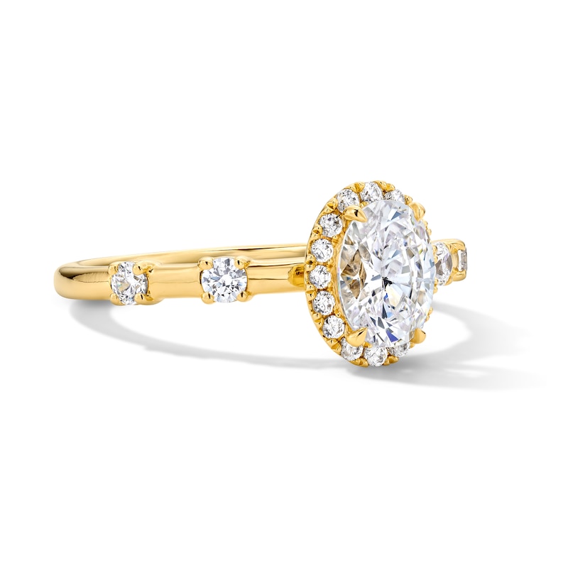 Main Image 3 of 1 CT. T.W. Oval Certified Lab-Grown Diamond Frame Engagement Ring in 14K Gold (F/VS2)
