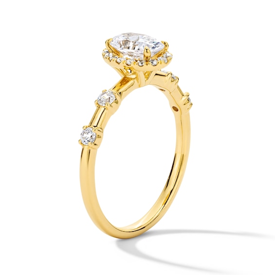 1 CT. T.w. Oval Certified Lab-Grown Diamond Frame Engagement Ring in 14K Gold (F/Vs2)