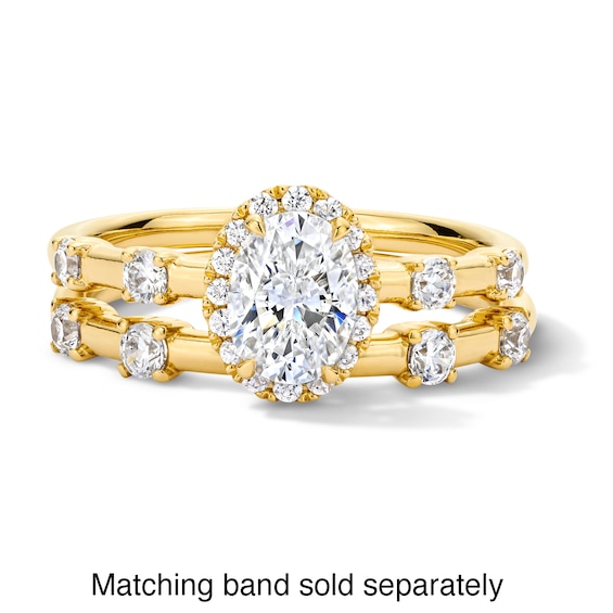 1 CT. T.w. Oval Certified Lab-Grown Diamond Frame Engagement Ring in 14K Gold (F/Vs2)