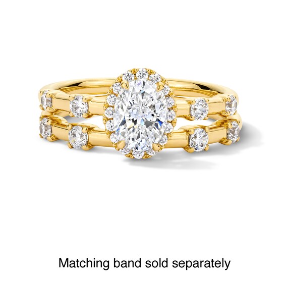 1 CT. T.w. Oval Certified Lab-Grown Diamond Frame Engagement Ring in 14K Gold (F/Vs2)