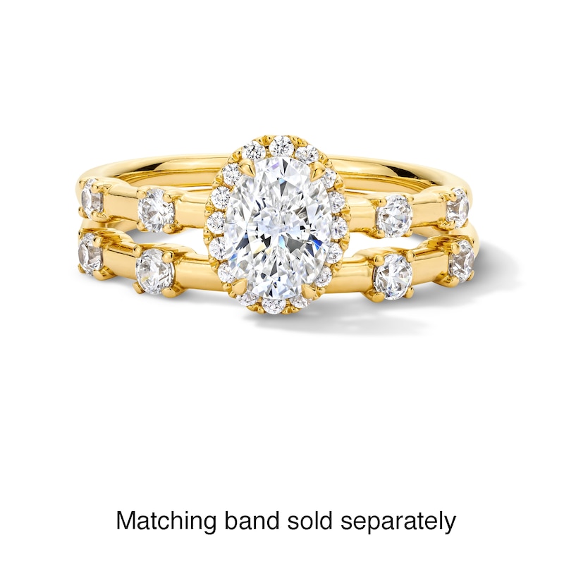 Main Image 8 of 1 CT. T.W. Oval Certified Lab-Grown Diamond Frame Engagement Ring in 14K Gold (F/VS2)