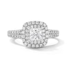 Thumbnail Image 1 of 1-1/10 CT. T.W. Princess-Cut Certified Lab-Grown Diamond Double Frame Engagement Ring in 14K White Gold (F/VS2)