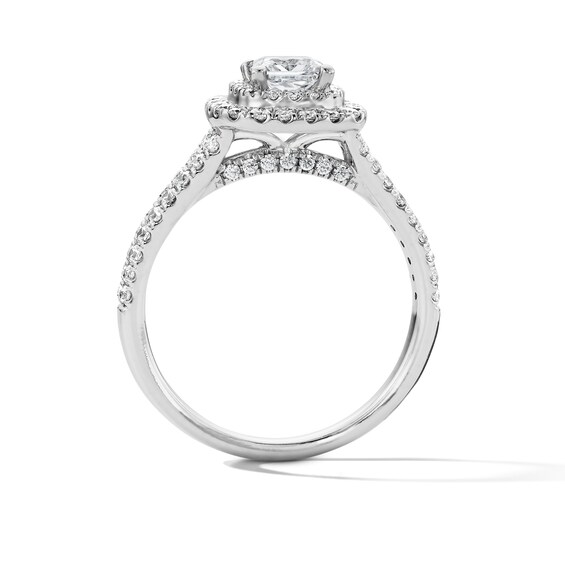 1-1/10 CT. T.w. Princess-Cut Certified Lab-Grown Diamond Double Frame Engagement Ring in 14K White Gold (F/Vs2)
