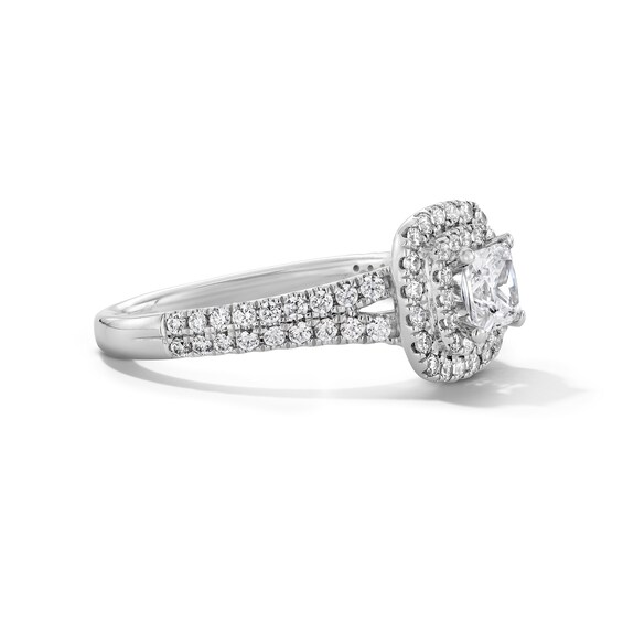 1-1/10 CT. T.w. Princess-Cut Certified Lab-Grown Diamond Double Frame Engagement Ring in 14K White Gold (F/Vs2)