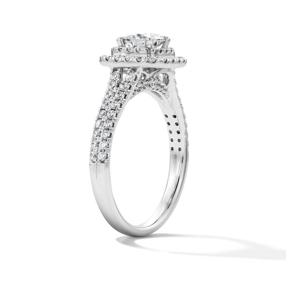 1-1/10 CT. T.w. Princess-Cut Certified Lab-Grown Diamond Double Frame Engagement Ring in 14K White Gold (F/Vs2)