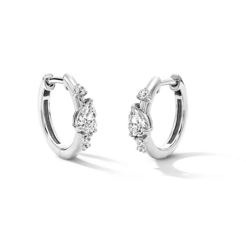 Main Image 1 of 3/8 CT. T.W. Pear-Shaped Lab-Grown Diamond Hoop Earrings in 10K White Gold (F/VS2)