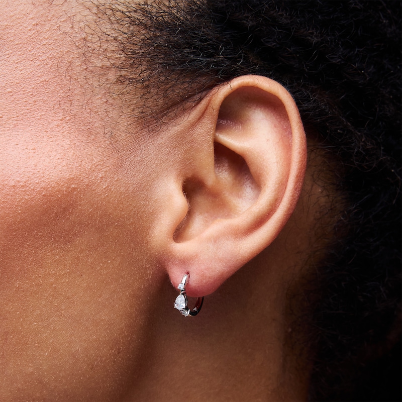 Main Image 2 of 3/8 CT. T.W. Pear-Shaped Lab-Grown Diamond Hoop Earrings in 10K White Gold (F/VS2)
