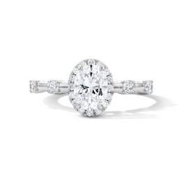 1 CT. T.W. Oval Certified Lab-Grown Diamond Frame Engagement Ring in 14K White Gold (F/VS2)