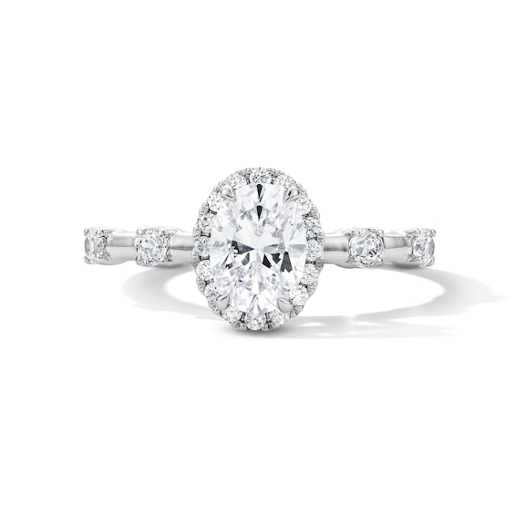 1 CT. T.w. Oval Certified Lab-Grown Diamond Frame Engagement Ring in 14K White Gold (F/Vs2)