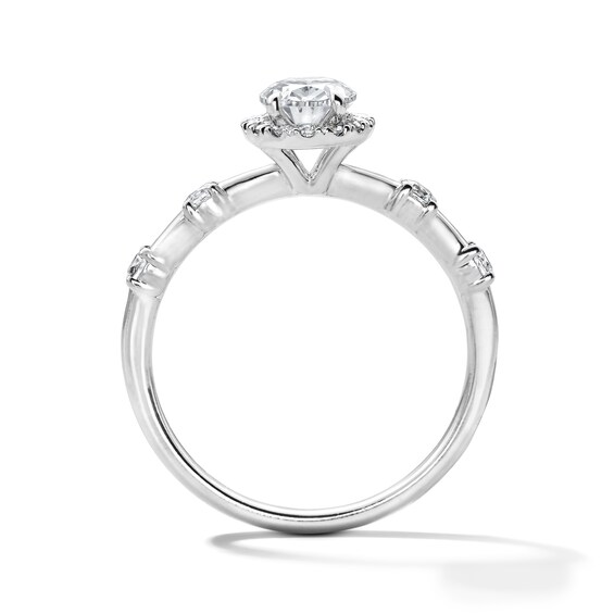 1 CT. T.w. Oval Certified Lab-Grown Diamond Frame Engagement Ring in 14K White Gold (F/Vs2)