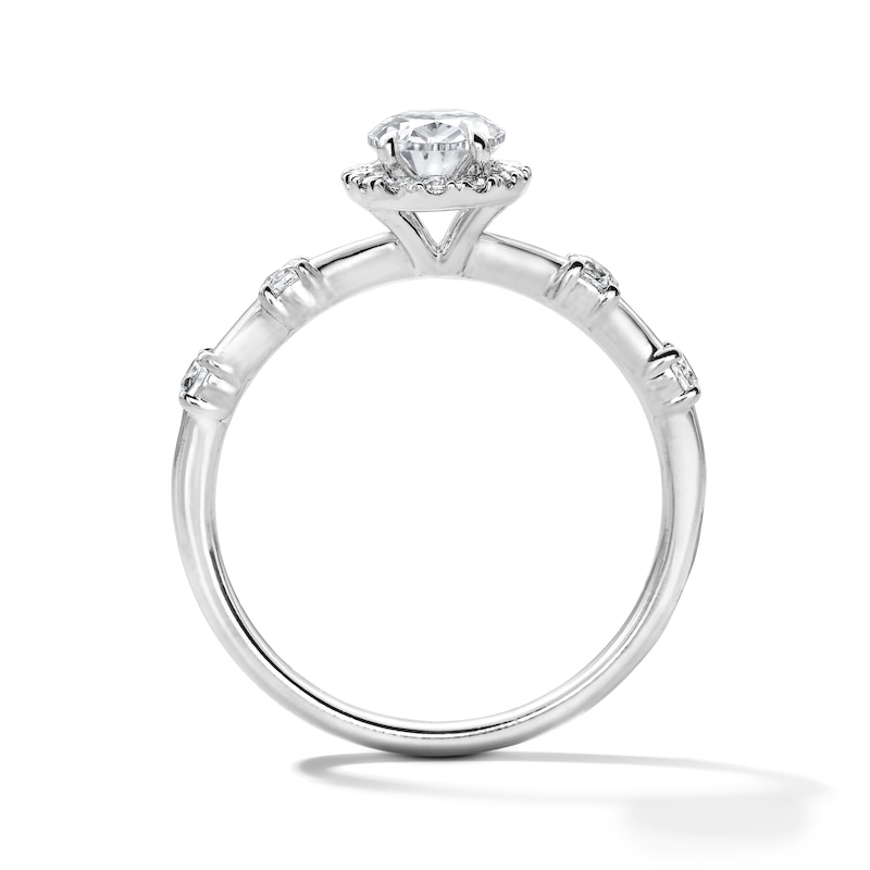 Main Image 3 of 1 CT. T.W. Oval Certified Lab-Grown Diamond Frame Engagement Ring in 14K White Gold (F/VS2)