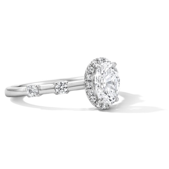 1 CT. T.w. Oval Certified Lab-Grown Diamond Frame Engagement Ring in 14K White Gold (F/Vs2)