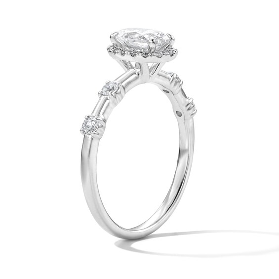 1 CT. T.w. Oval Certified Lab-Grown Diamond Frame Engagement Ring in 14K White Gold (F/Vs2)