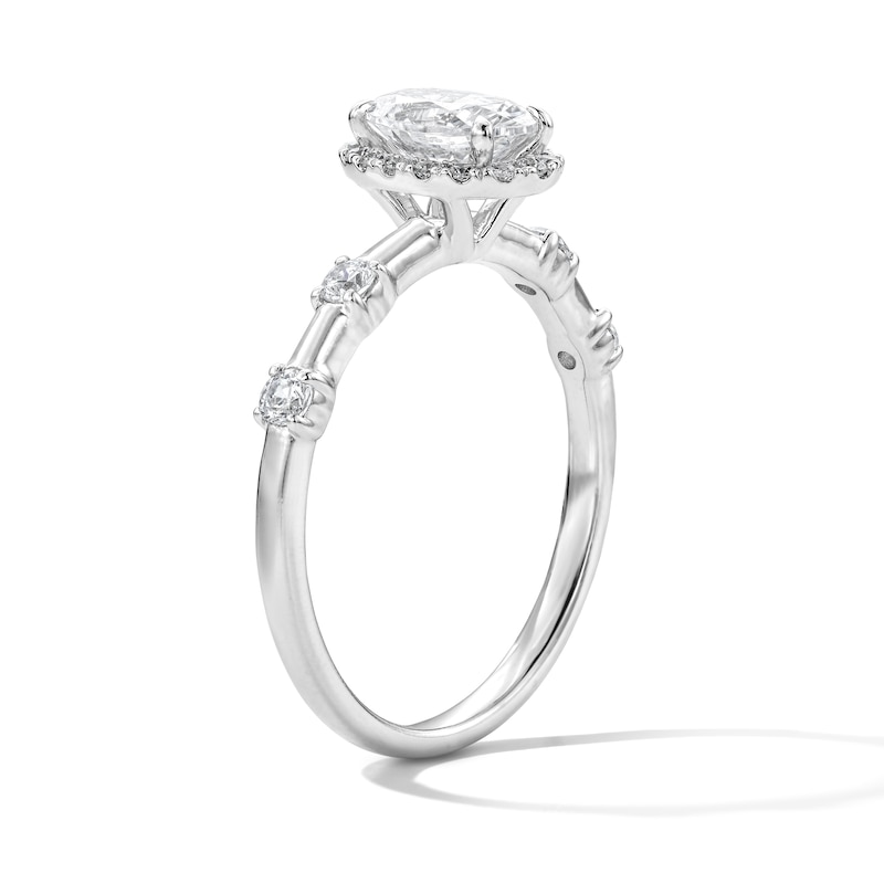 Main Image 5 of 1 CT. T.W. Oval Certified Lab-Grown Diamond Frame Engagement Ring in 14K White Gold (F/VS2)
