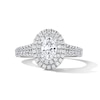 Thumbnail Image 1 of 1 CT. T.W. Oval Certified Lab-Grown Diamond Double-Frame Engagement Ring in 14K White Gold (F/VS2)