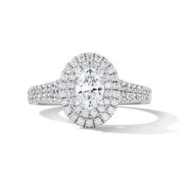 1 CT. T.W. Oval Certified Lab-Grown Diamond Double-Frame Engagement Ring in 14K White Gold (F/VS2)