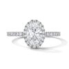Thumbnail Image 1 of 1-1/2 CT. T.W. Oval-Cut Certified Lab-Grown Diamond Halo Ring in Platinum (D/IF)