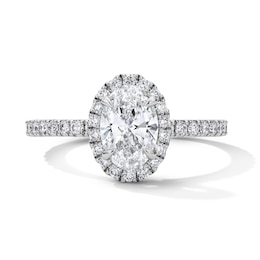 1-1/2 CT. T.W. Oval-Cut Certified Lab-Grown Diamond Halo Ring in Platinum (D/IF)