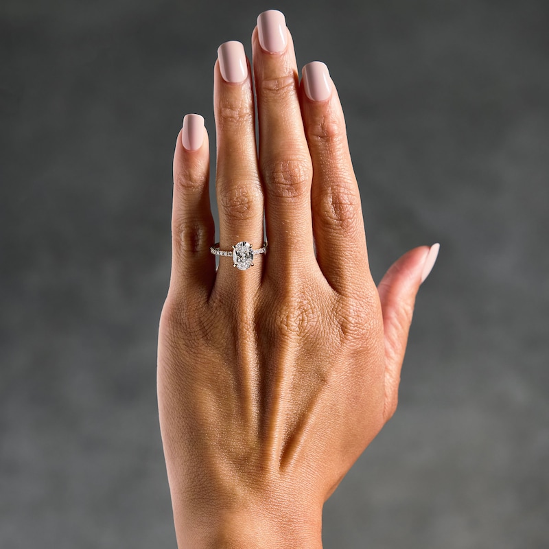 Main Image 2 of 2-1/2 CT. T.W. Oval Certified Lab-Grown Diamond Solitaire Engagement Ring in 18K Gold (D/IF)