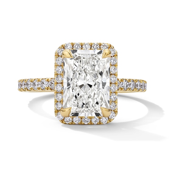 3-5/8 CT. T.w. Radiant-Cut Certified Lab-Grown Diamond Frame Engagement Ring in 18K Gold (D/If)