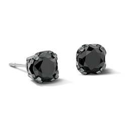 2 CT. T.W. Black Diamond Solitaire Stud Earrings in Sterling Silver with Black Rhodium Plate