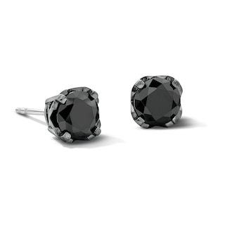 2 CT. T.W. Black Diamond Solitaire Stud Earrings in Sterling Silver with Black Rhodium Plate