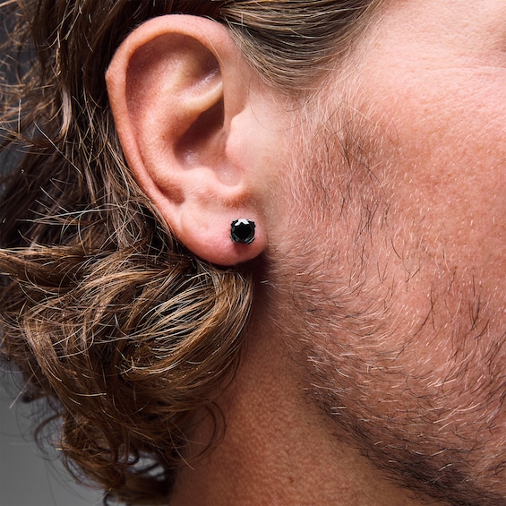 2 CT. T.w. Black Diamond Solitaire Stud Earrings in Sterling Silver with Black Rhodium Plate