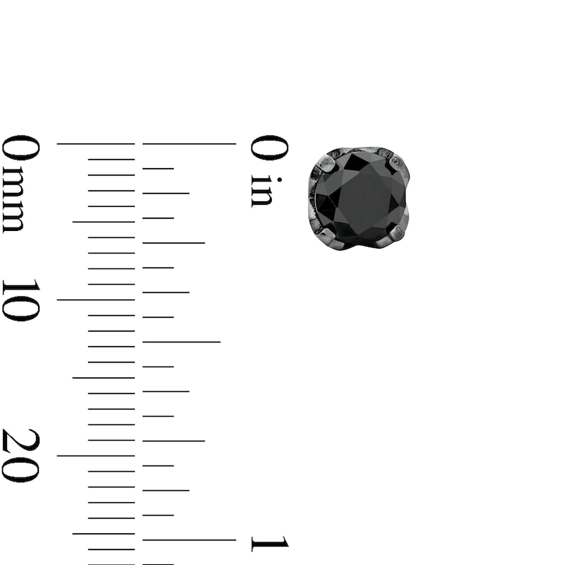Main Image 3 of 2 CT. T.W. Black Diamond Solitaire Stud Earrings in Sterling Silver with Black Rhodium Plate