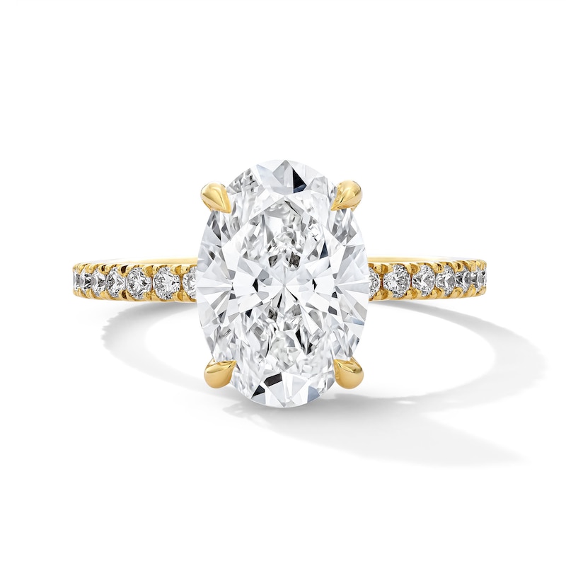 Main Image 1 of 3-1/2 CT. T.W. Oval-Cut Certified Lab-Grown Diamond Engagement Ring in 18K Gold (D/IF)