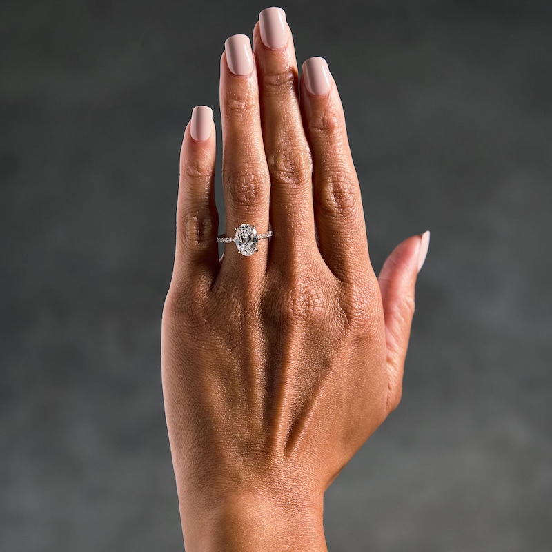 Main Image 2 of 3-1/2 CT. T.W. Oval-Cut Certified Lab-Grown Diamond Engagement Ring in 18K Gold (D/IF)