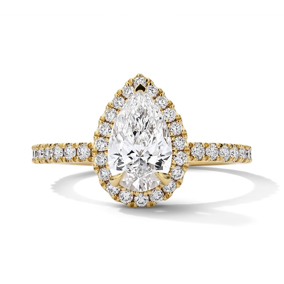 1-1/2 CT. T.w. Pear-Shaped Certified Lab-Grown Diamond Frame Engagement Ring in 18K Gold (D/If)