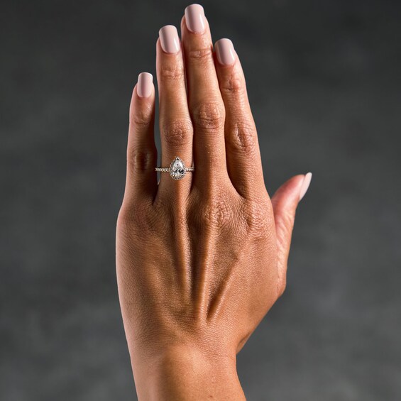 1-1/2 CT. T.w. Pear-Shaped Certified Lab-Grown Diamond Frame Engagement Ring in 18K Gold (D/If)