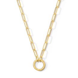 3.15mm Paper Clip Chain and Charm Holder Necklace in Hollow 10K Gold - 18"