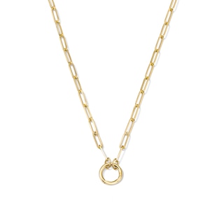 3.15mm Paper Clip Chain and Charm Holder Necklace in Hollow 10K Gold - 18"