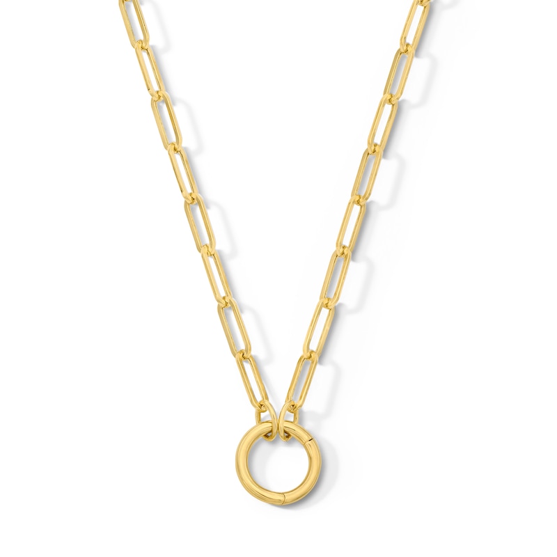 Main Image 1 of 3.15mm Paper Clip Chain and Charm Holder Necklace in Hollow 10K Gold - 18"
