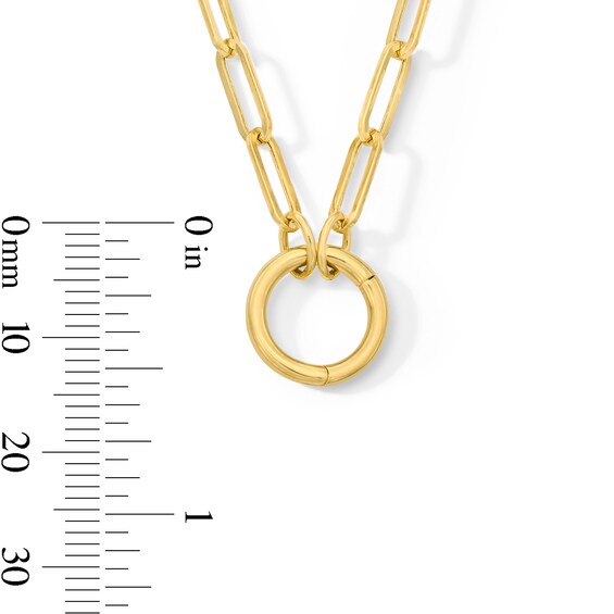 3.15mm Paper Clip Chain and Charm Holder Necklace in Hollow 10K Gold - 18"