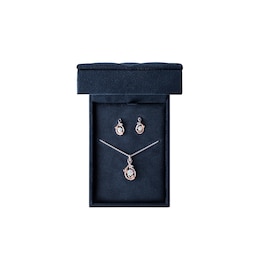 Enchanted Disney Rapunzel Lab-Created Opal Necklace and Earrings Set in Sterling Silver with 14K Rose Gold Plate