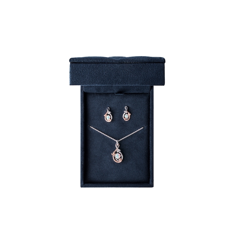 Main Image 1 of Enchanted Disney Rapunzel Lab-Created Opal Necklace and Earrings Set in Sterling Silver with 14K Rose Gold Plate