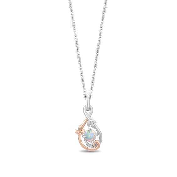 Enchanted Disney Rapunzel Lab-Created Opal Necklace and Earrings Set in Sterling Silver with 14K Rose Gold Plate